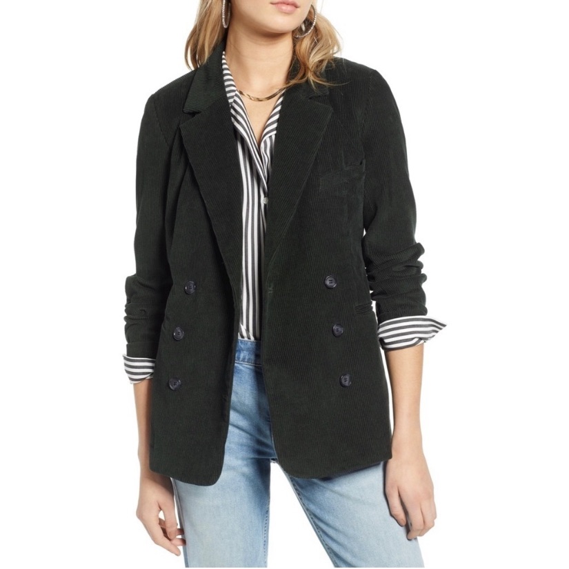 New Treasure  Bond Hunter Green Corduroy Blazer Jacket